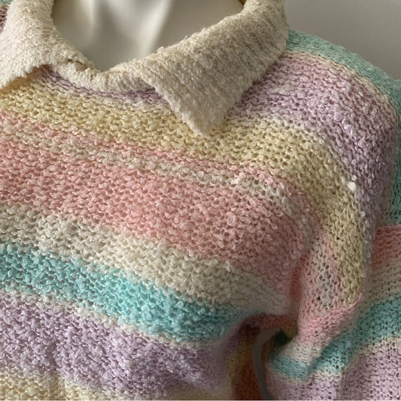 v i n t a g e :: Dreamy Pastel Striped Slouchy Knit Sweater - Picture 14 of 15